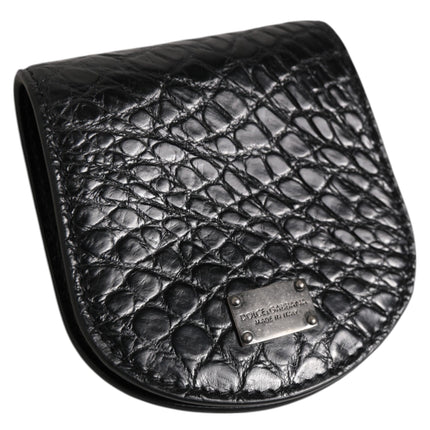 Dolce & Gabbana Black Exotic Skin Coin Condom Case Holder Pocket Wallet