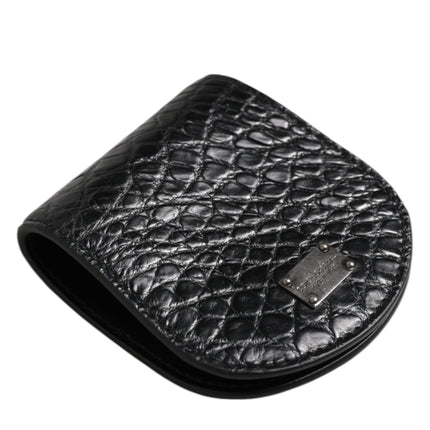 Dolce & Gabbana Black Exotic Skin Coin Condom Case Holder Pocket Wallet