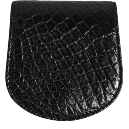 Dolce & Gabbana Black Exotic Skin Coin Condom Case Holder Pocket Wallet