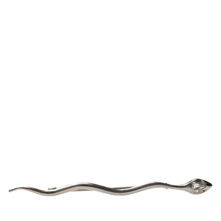 Dolce & Gabbana Silver Brass Crystal Spilla Serpente Mens Brooch Pin