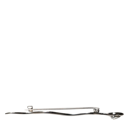 Dolce & Gabbana Silver Brass Crystal Spilla Serpente Mens Brooch Pin