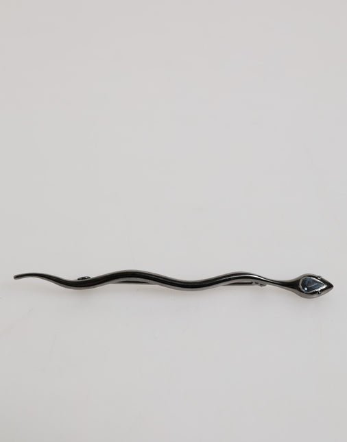Dolce & Gabbana Black Brass Crystal Spilla Serpente Mens Brooch Pin