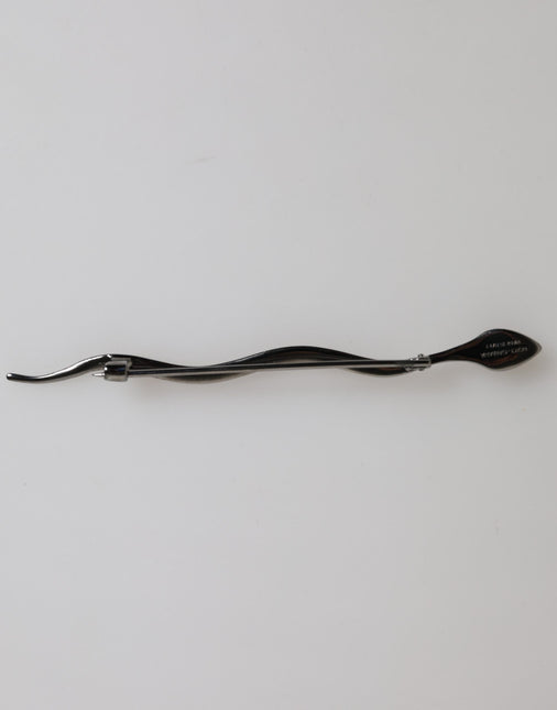 Dolce & Gabbana Black Brass Crystal Spilla Serpente Mens Brooch Pin