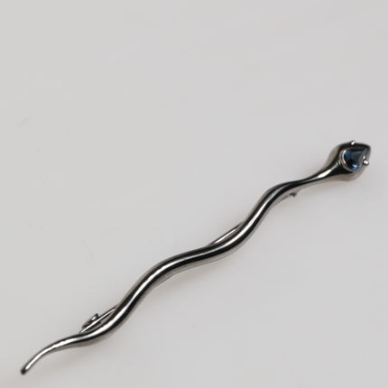 Dolce & Gabbana Black Brass Crystal Spilla Serpente Mens Brooch Pin