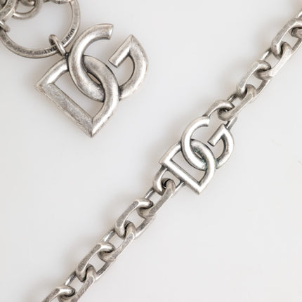 Dolce & Gabbana Silver Tone Brass DG Logo Detailing Chain Men Necklace