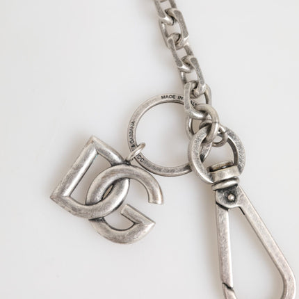 Dolce & Gabbana Silver Tone Brass DG Logo Detailing Chain Men Necklace