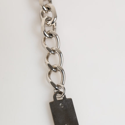 Dolce & Gabbana Silver Chain Brass Beaded Lobster Clasp Logo Men Bracelet