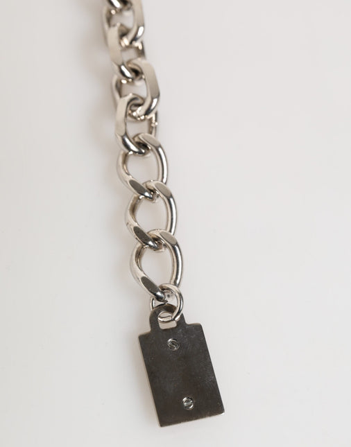 Dolce & Gabbana Silver Chain Brass Beaded Lobster Clasp Logo Men Bracelet