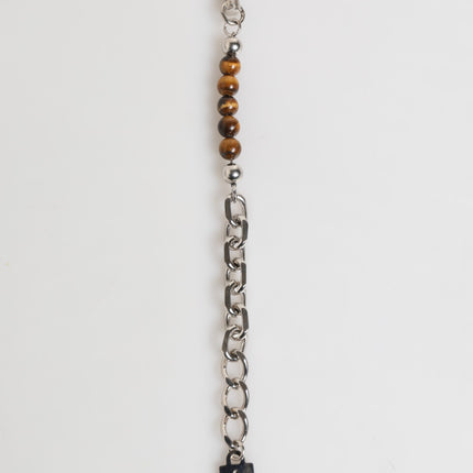 Dolce & Gabbana Silver Chain Brass Beaded Lobster Clasp Logo Men Bracelet