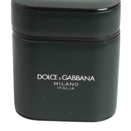 Dolce & Gabbana Black Leather Logo Print Flip Holder Men Airpods Case