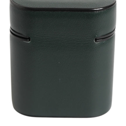 Dolce & Gabbana Black Leather Logo Print Flip Holder Men Airpods Case