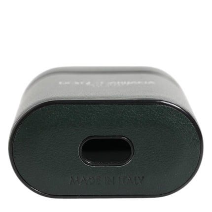 Dolce & Gabbana Black Leather Logo Print Flip Holder Men Airpods Case