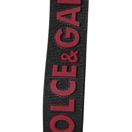 Dolce & Gabbana Black Red DG Logo Polyester Silver Men Keychain Keyring