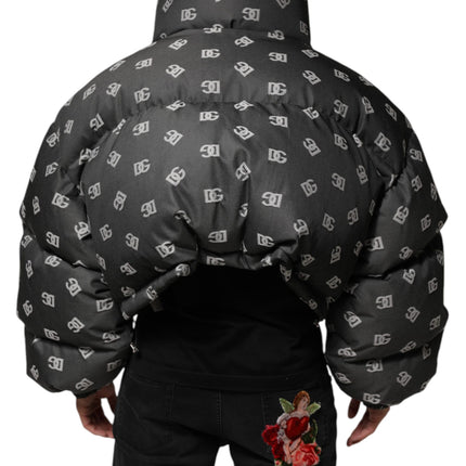 Dolce & Gabbana Black DG Monogram Full Zip Puffer Men Jacket