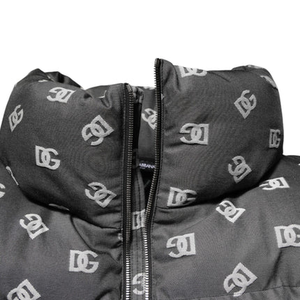 Dolce & Gabbana Black DG Monogram Full Zip Puffer Men Jacket