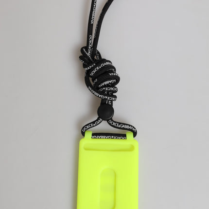 Dolce & Gabbana Yellow Green Rubber DG Embossed Adjustable Badge Holder
