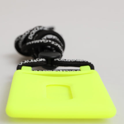 Dolce & Gabbana Yellow Green Rubber DG Embossed Adjustable Badge Holder