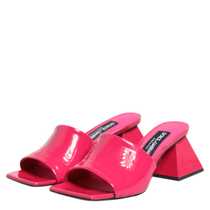 Dolce & Gabbana Pink Open Toe Block Heel Mules Sandals Shoes