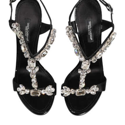 Dolce & Gabbana Black Keira Crystals Heels Sandals Shoes