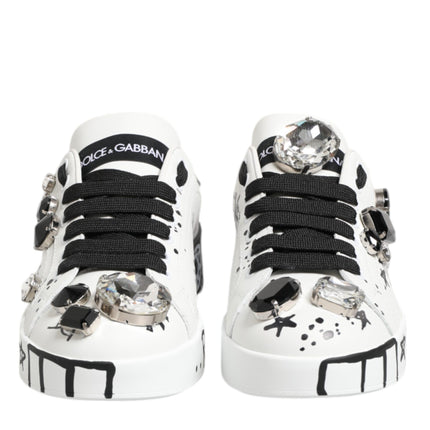Dolce & Gabbana White Portofino Crystal Sneakers  Shoes