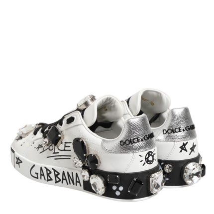 Dolce & Gabbana White Portofino Crystal Sneakers  Shoes