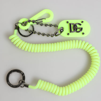 Dolce & Gabbana Green Springy Key Holder DG Logo Men's Keychain Keyring