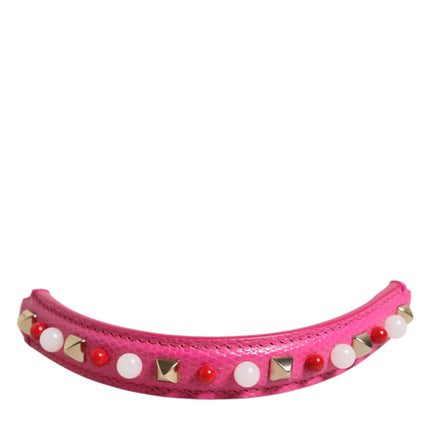 Dolce & Gabbana Pink Embellished Leather Bag Handle Women Shoulder Strap