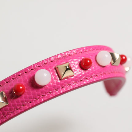 Dolce & Gabbana Pink Embellished Leather Bag Handle Women Shoulder Strap
