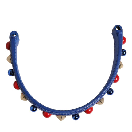 Dolce & Gabbana Blue Embellished Leather Bag Handle Women Shoulder Strap