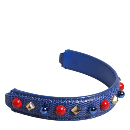 Dolce & Gabbana Blue Embellished Leather Bag Handle Women Shoulder Strap