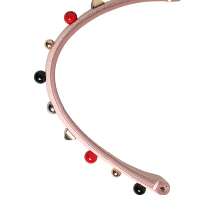 Dolce & Gabbana Light Pink Embellished Leather Bag Handle  Shoulder Strap