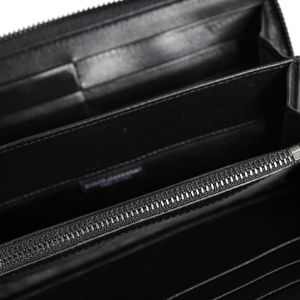Dolce & Gabbana Black Blue Exotic Leather Men Continental Clutch Wallet