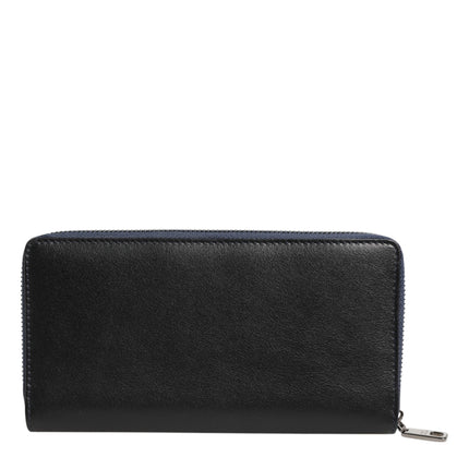 Dolce & Gabbana Black Blue Exotic Leather Men Continental Clutch Wallet