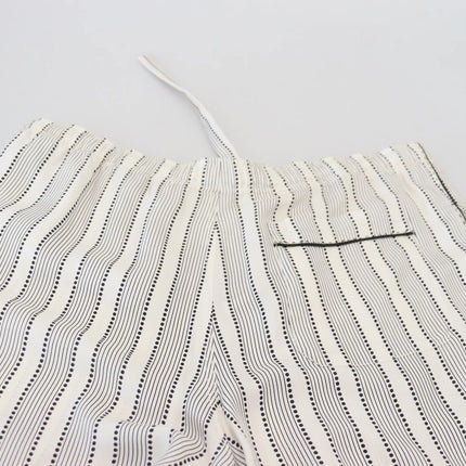 Dolce & Gabbana White Stripes Silk Lounge Trouser Pants