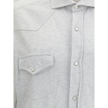 Brunello Cucinelli Gray Denim Shirt
