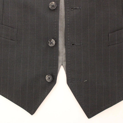Dolce & Gabbana Gray Striped Formal Dress Gilet Vest