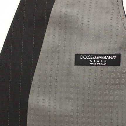 Dolce & Gabbana Gray Striped Formal Dress Gilet Vest