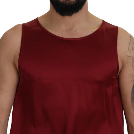 Dolce & Gabbana Red Round Neck Sleeveless Silk T-shirt