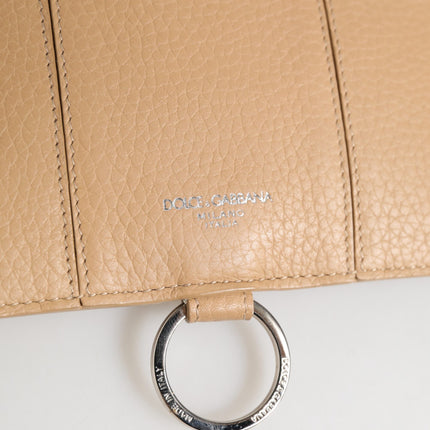 Dolce & Gabbana Beige Calfskin Leather Large Crossbody Card Holder Wallet