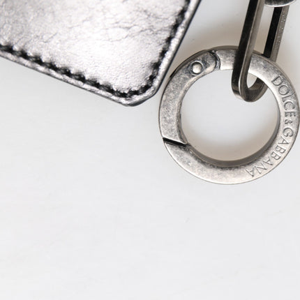 Dolce & Gabbana Wallet Black Leather Logo Embossed Key Chain Card Holder Wallet