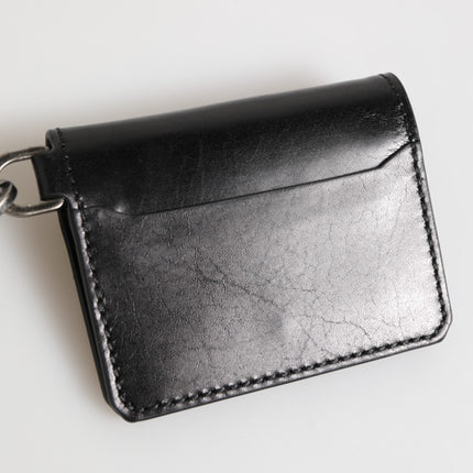 Dolce & Gabbana Wallet Black Leather Logo Embossed Key Chain Card Holder Wallet