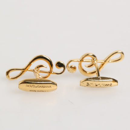 Dolce & Gabbana Gold Musical Note Metal Brass Pin Men Accessory Cufflinks