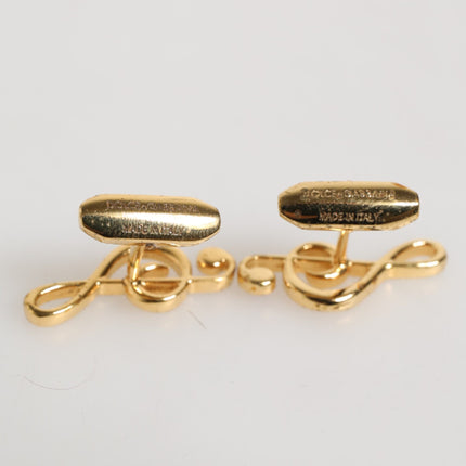 Dolce & Gabbana Gold Musical Note Metal Brass Pin Men Accessory Cufflinks