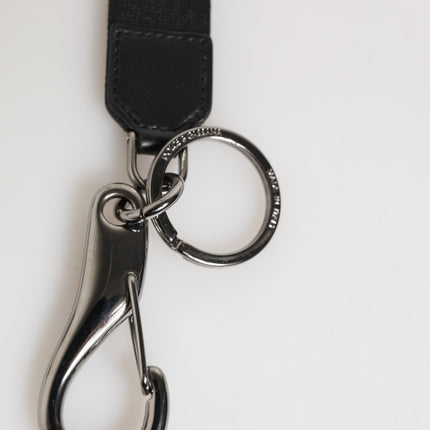 Dolce & Gabbana Black Burgundy Polyester DG Logo Men Keychain Keyring