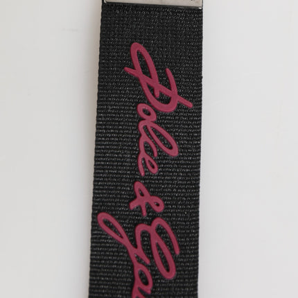 Dolce & Gabbana Black Burgundy Polyester DG Logo Men Keychain Keyring