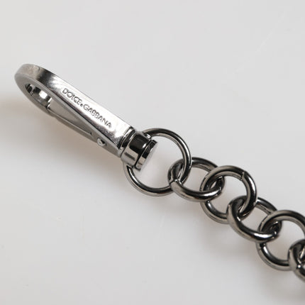 Dolce & Gabbana Blue Yellow DG Rubber Logo Silver Men Keychain Keyring