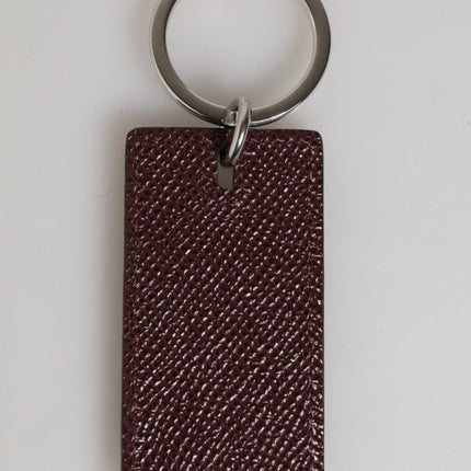 Dolce & Gabbana Bordeaux Leather Logo Metal Ring Men Keychain Keyring