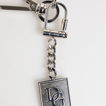 Dolce & Gabbana Silver Tone Metal Chain DG Logo Pendant Men Necklace