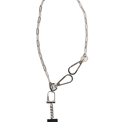 Dolce & Gabbana Silver Tone Metal Chain DG Logo Pendant Men Necklace