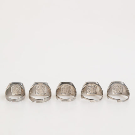 Dolce & Gabbana Silver Tone Brass Lettering Set 5 Pieces Adjustable Ring